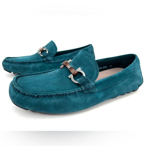 Salvatore Ferragamo Salamanca Teal Suede Gancini Driving Loafer US 7.5 - EU 41.5 - Picture 13 of 13